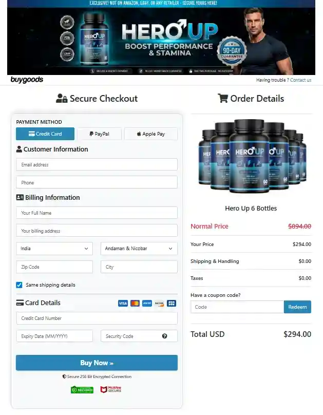 HeroUP HeroUP Order Page